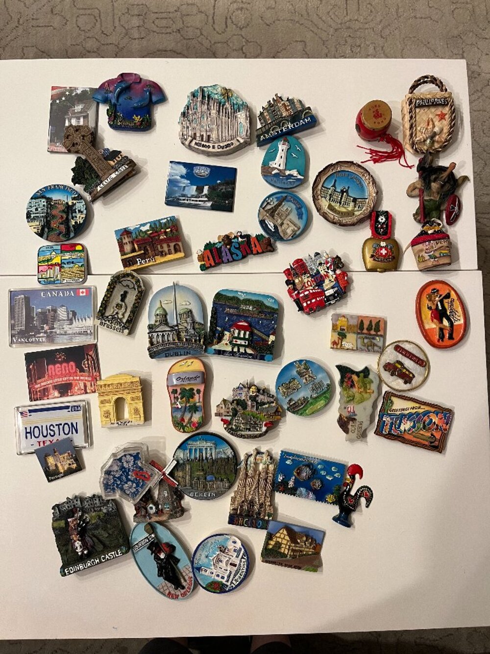 Souvenir Magnets Worldwide Collection Vintage Europe Asia USA Lot of 45